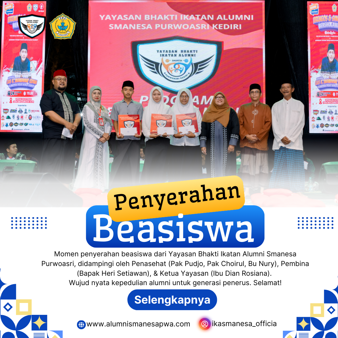 Penyerahan Beasiswa Pendidikan dari Yayasan Bhakti Ikatan Alumni Smanesa Purwoasri